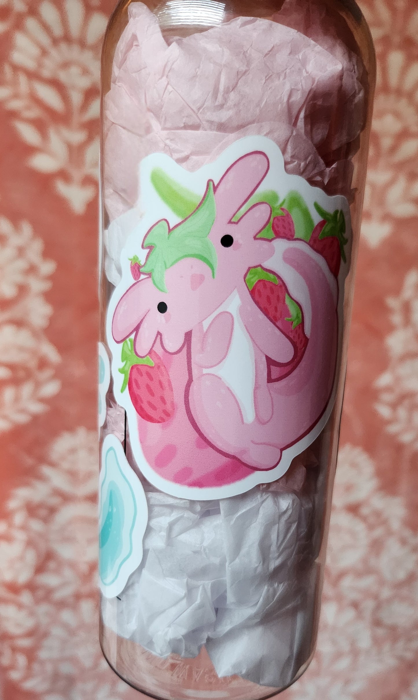 3x3 inch Strawberry Axolotl Sticker