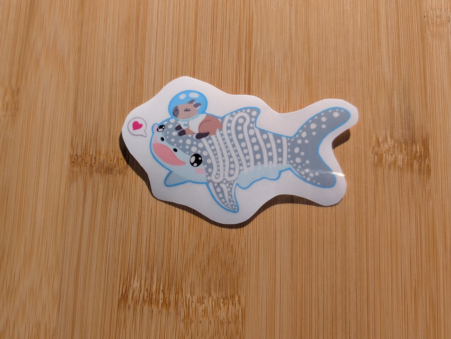 2x3 inch Whale Shark With a Capybara Sticker
