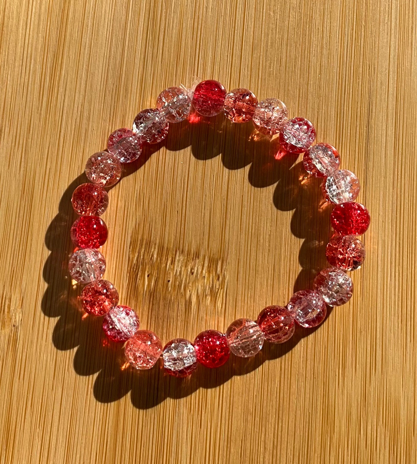 Red White Glass Bead Bracelet