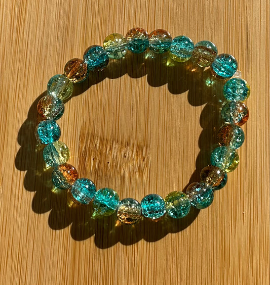 Amber Blue Glass Bead Bracelet