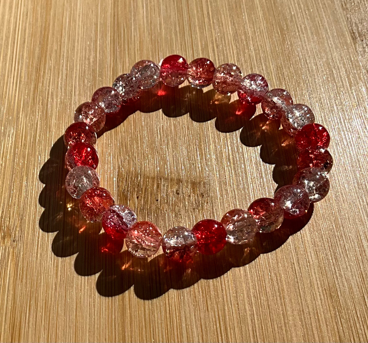 Red White Glass Bead Bracelet