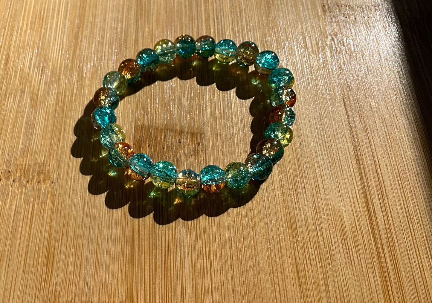 Amber Blue Glass Bead Bracelet