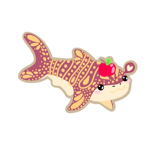 2x3 inch Apple Whale Shark Sticker