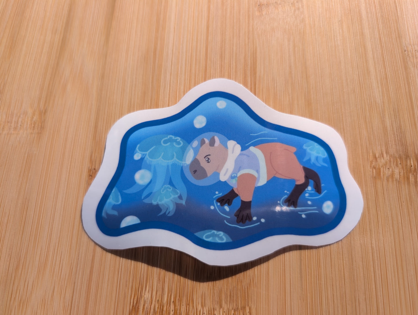 3x4 inch Capybara Diver Sticker