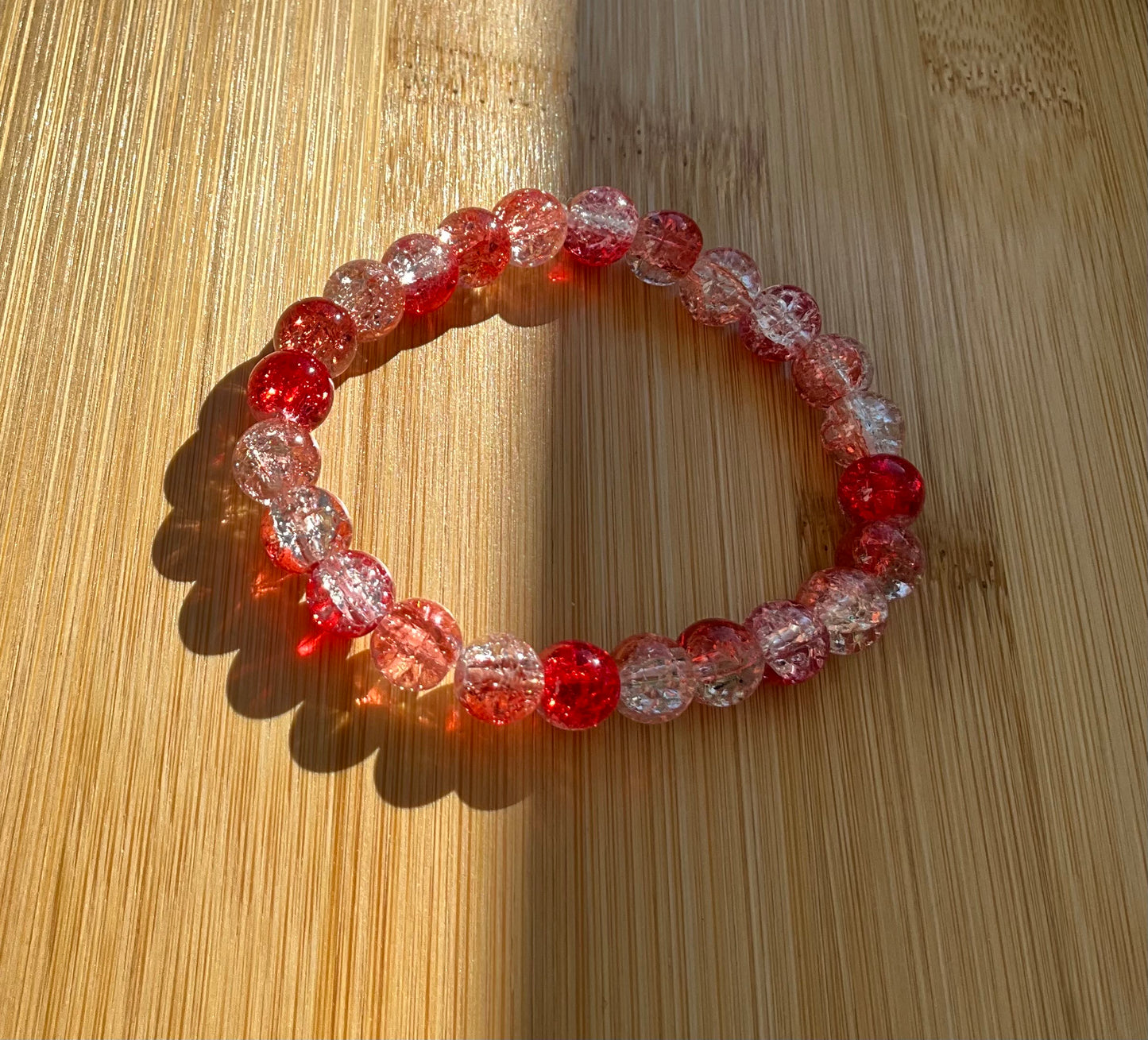 Red White Glass Bead Bracelet