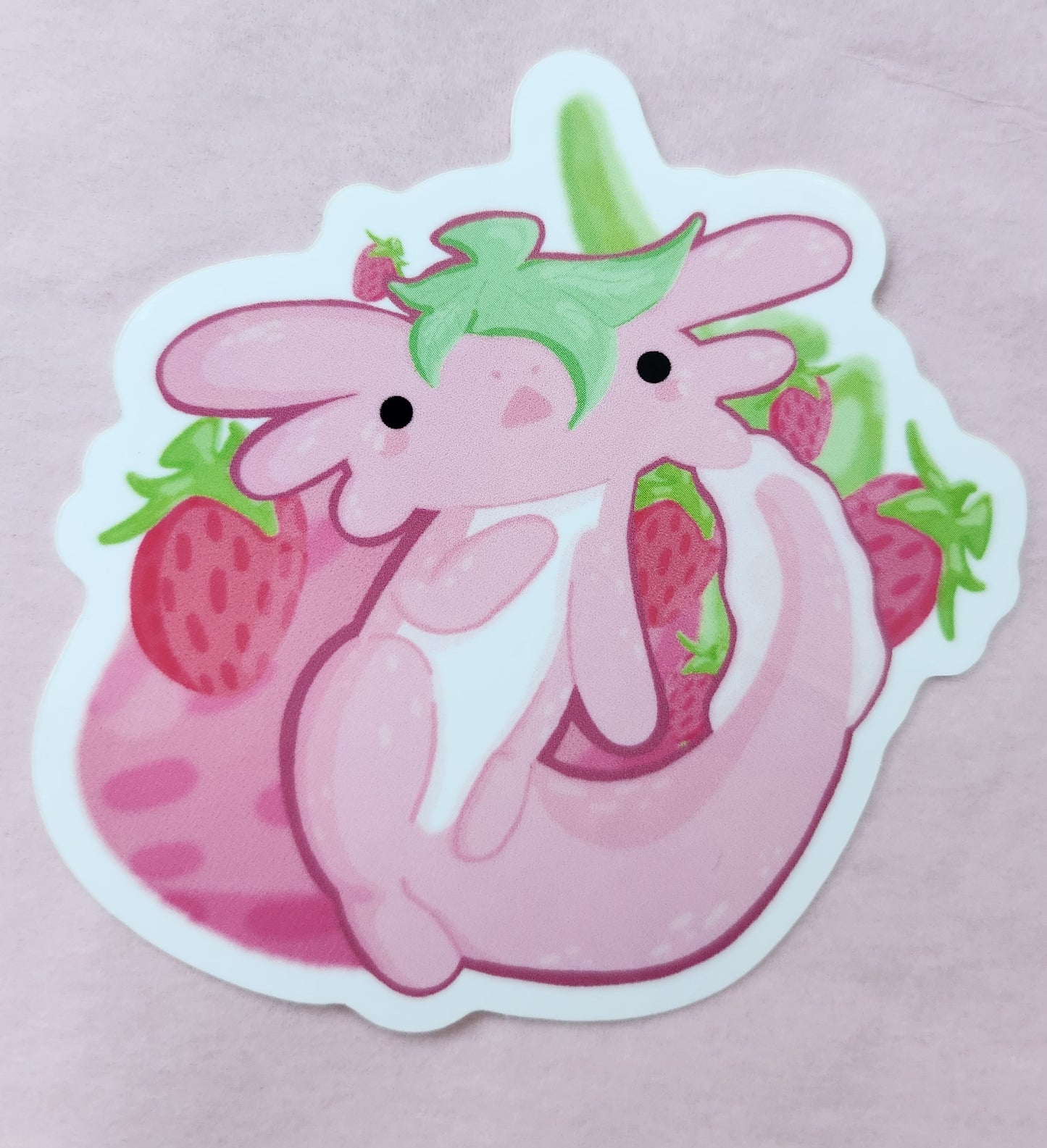 3x3 inch Strawberry Axolotl Sticker